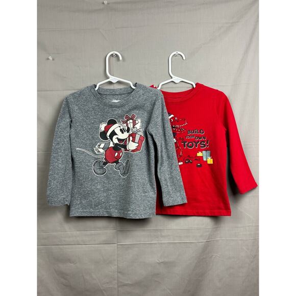 Disney x Jumping Beans Other - Toddler Boy Holiday Long Sleeve Mickey Mouse Dinosaur Shirt Bundle, Size 3T